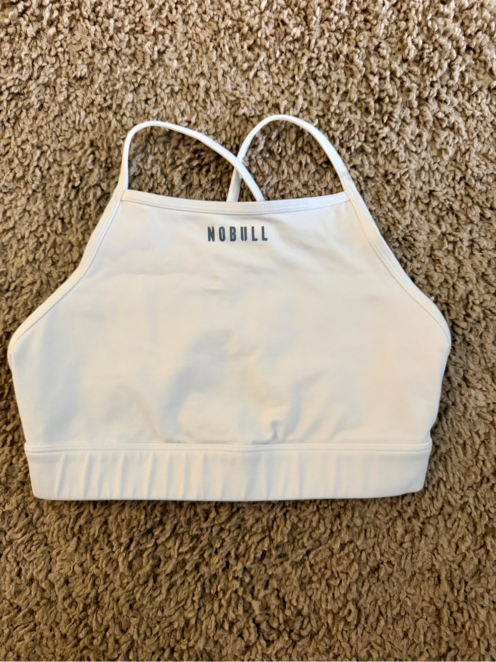 NOBULL White High-Neck Cross-Back sports bra